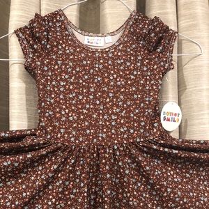 NEW💙🤎TWIRLY Dress Baby Girls Sz 3/4 Cap Sleeve